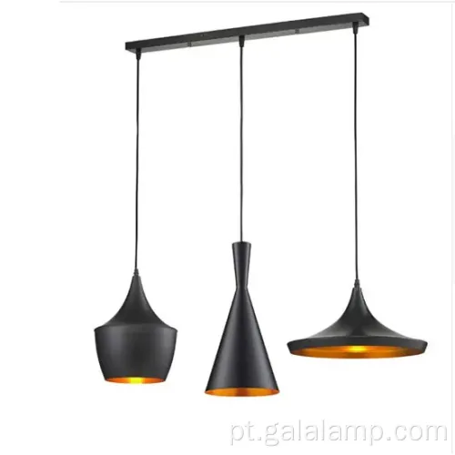 Lustre de pendente preto industrial para áreas de jantar
